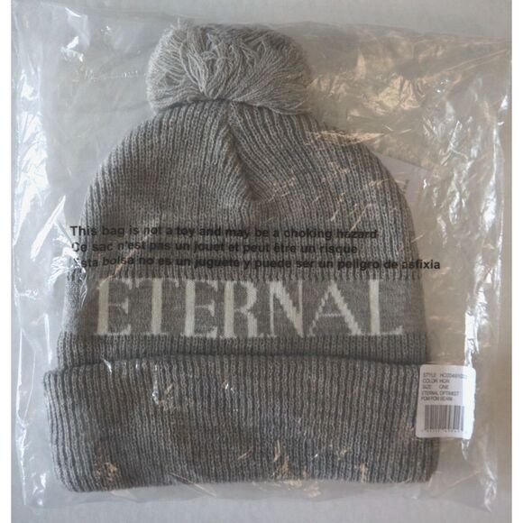 Spiritual Gangster Unisex O/S Gray Heather Eternal Optimist Pom Pom Beanie Hat - Picture 1 of 6